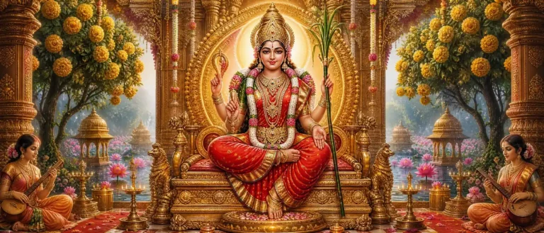 ललिता पञ्च रत्नम् - Goddess Lalitha Tripurasundari, remembered through her face, hands, feet, sacred nature, and divine names.