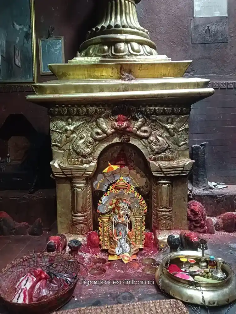 Hindu shrine decorated for Biska Jatra in Tigani, Nepal.