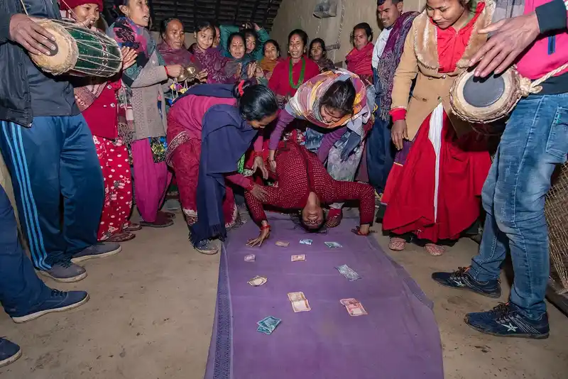 Maghe Sankranti festival celebration among the Tharu community in Nepal.