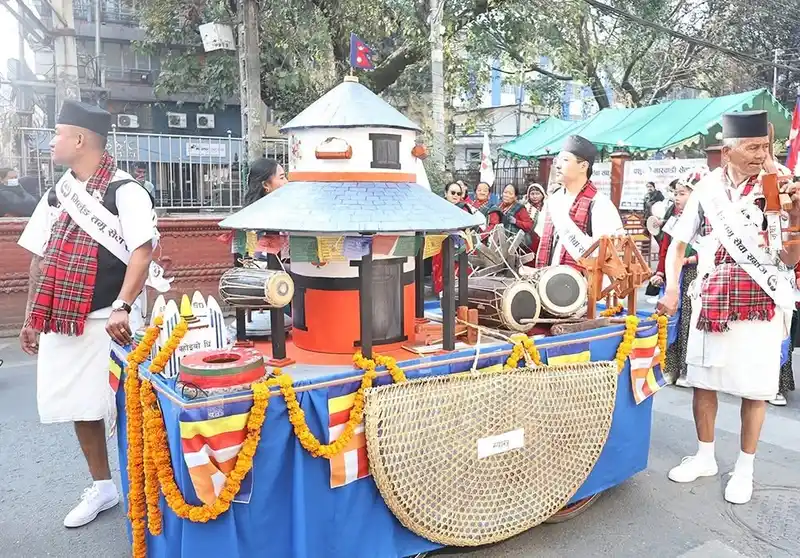 Celebrating Nepali culture during Losar festival with traditional attire and festive decorations.